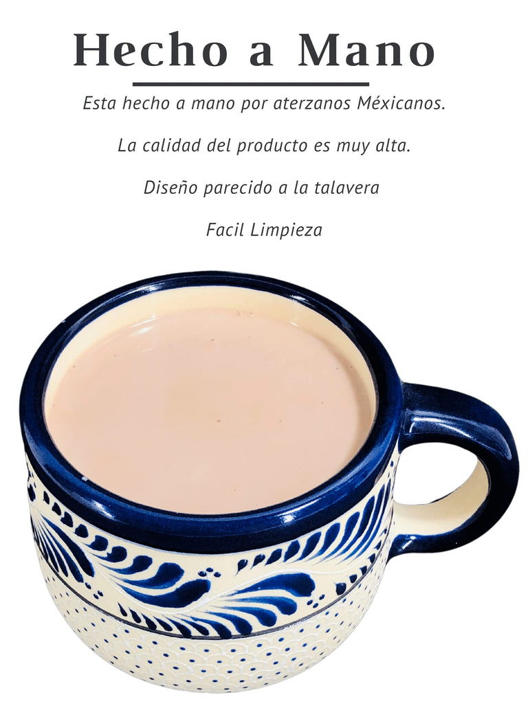 Hermosa Taza para Café Té, de Cerámica tipo Talavera, Hecha a Mano por Artesanos en México (399 ml)