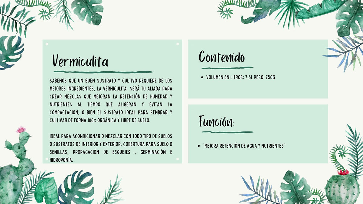 Vermiculita Natural Y Orgánica 7.8L Sustrato De Calidad