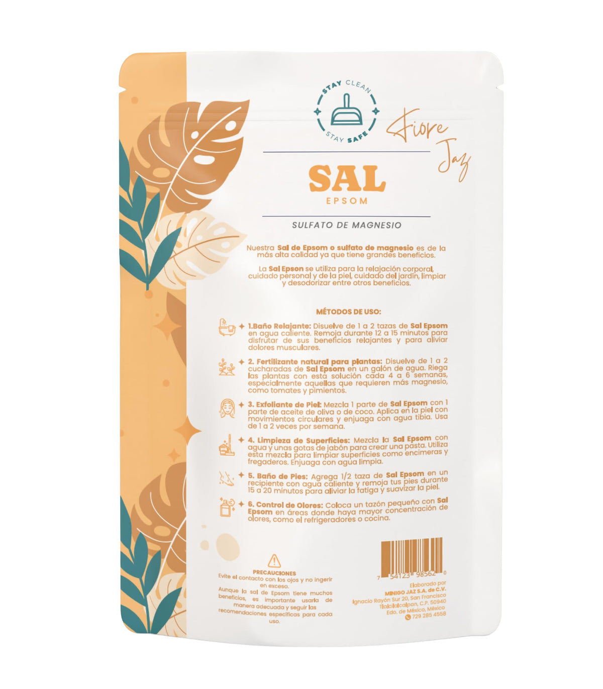 Sal De Epsom - 100% Natural, Neutral - Sulfato de magnesio, sin aroma - (Grado Alimenticio)