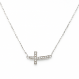 Cadena De Plata 925 Con Dije De Cruz Collar Mujer Brillante