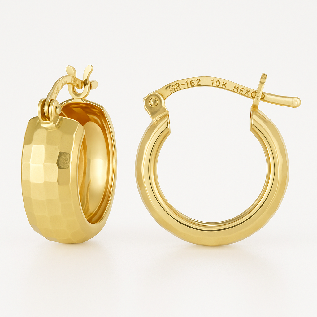 Arracada Bangle De Oro 10k Diamantado Domino, 6mm de ancho