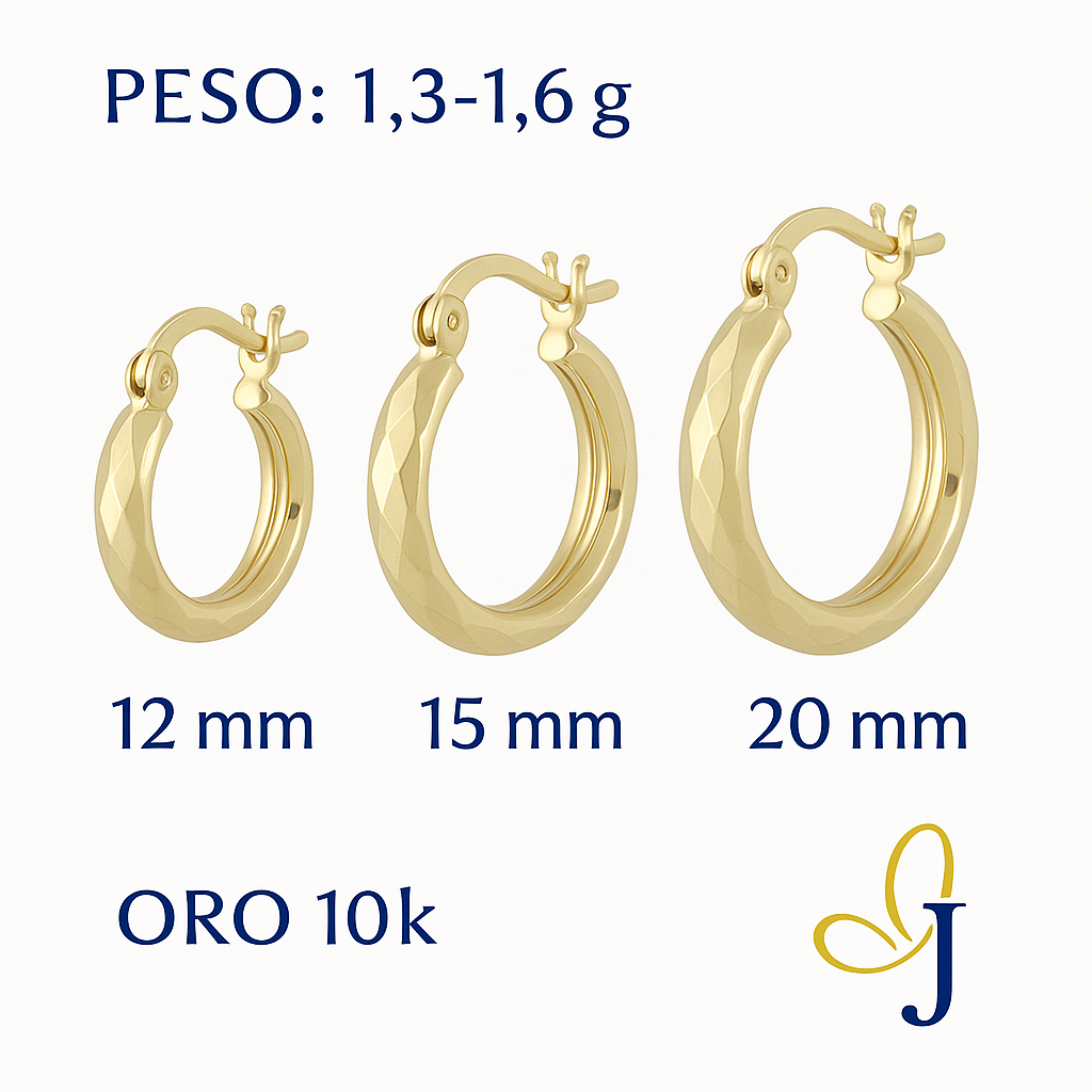 Arracada Bangle De Oro 10k Diamantado De Rombo