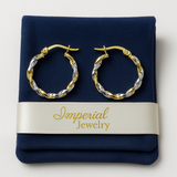 Arracadas con tubos torcidos de Oro Amarillo y Blanco de 14K