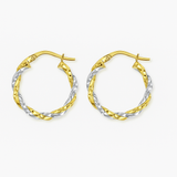 Arracadas con tubos torcidos de Oro Amarillo y Blanco de 14K