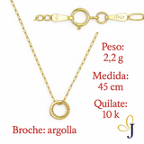 Cadena De Oro Mujer 10k Gargantilla Aro Tricolor