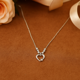 Collar De Corazon De Plata 925 Con Bola Diamantada De 45 Cm