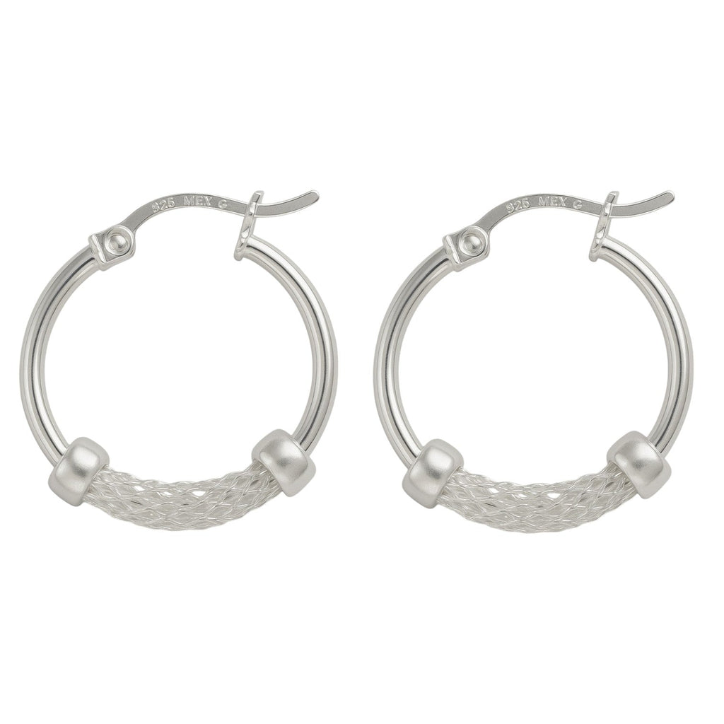 Arete Arracada Liso con Malla De Plata 925 Con Malla De 15 Mm