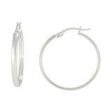 Arete Delgado De Plata 925 Liso De 30 Mm