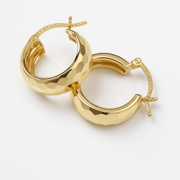 Arracada Oro 10k Bangle Diamantada De 12mm Rombo