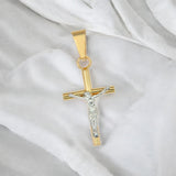 Dije De Cruz De Tubo Y Cristo Rodinado De Oro De 10k