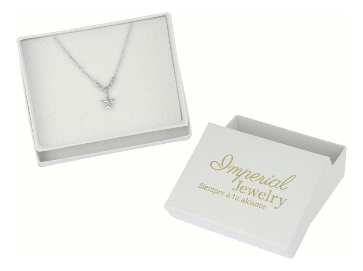 Collar De Estrella De Plata 925 Con Bola Diamantada De 45 Cm