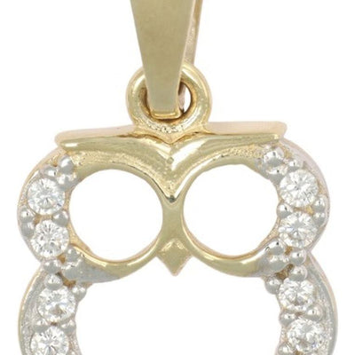 Dije Figura De Búho Con Zirconia En Oro De 10k 1.0 Grm