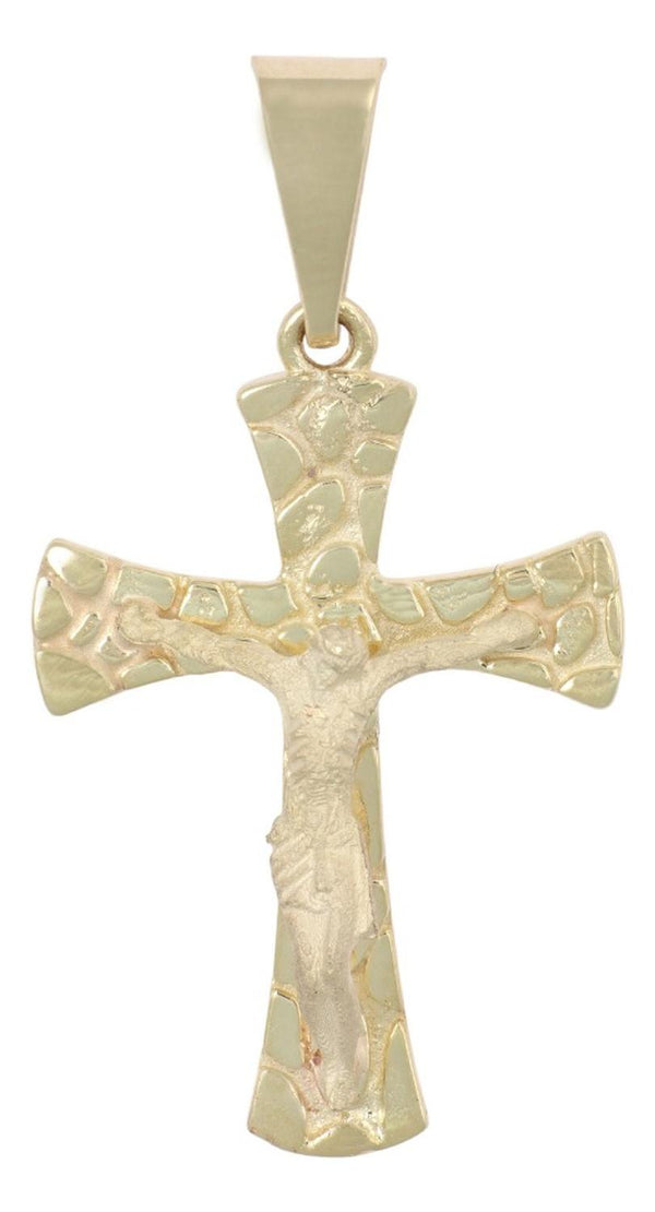 Dije En Figura De Cruz Con Cristo Arenado En Oro 10k 2.0 Grm