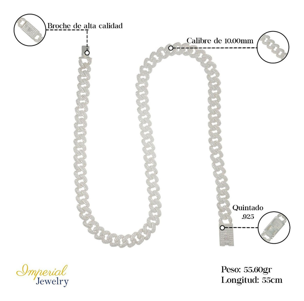 Collar Barbada Con Piedra De Plata Ley 925 De 55 Cm