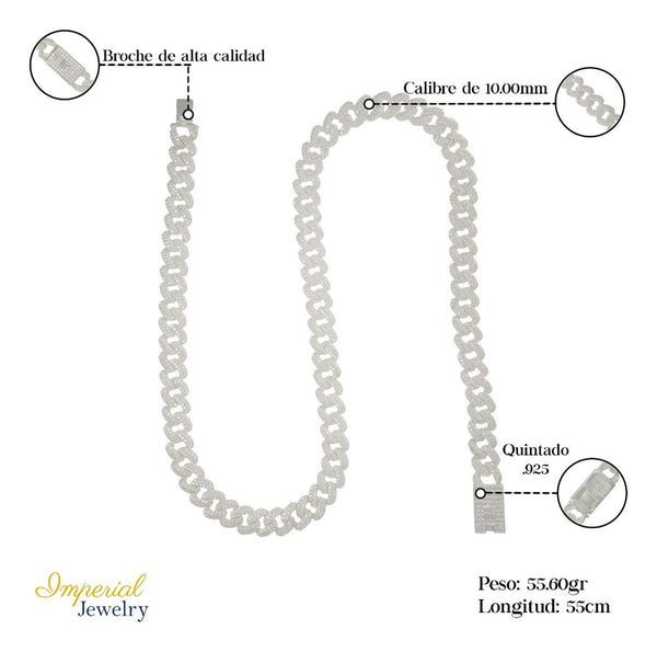 Collar Barbada Con Piedra De Plata Ley 925 De 55 Cm