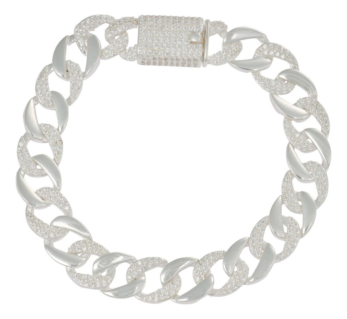 Pulsera Turca De Plata 925 Barbada Con Zirconia De 20 Cm