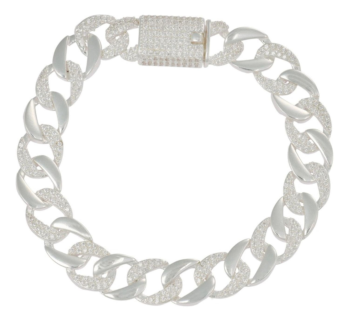 Pulsera Turca De Plata 925 Barbada Con Zirconia De 20 Cm