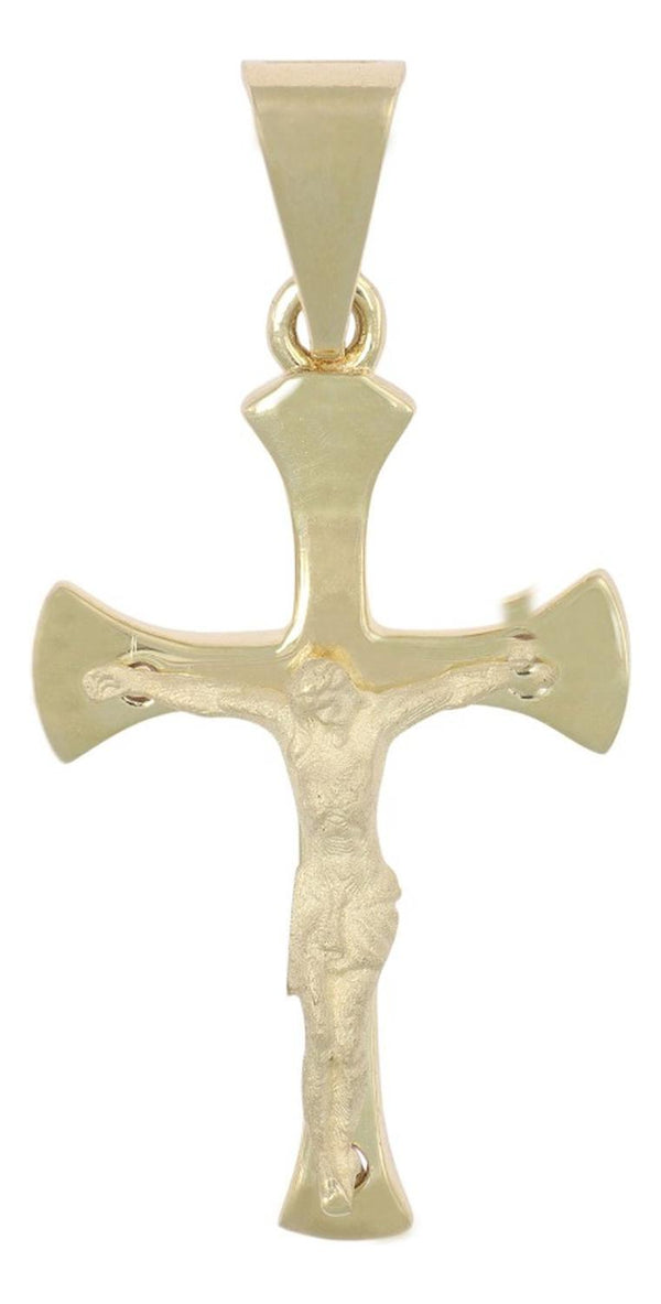 Dije En Figura De Cruz Con Cristo Arenado En Oro 10k 1.5 Gr