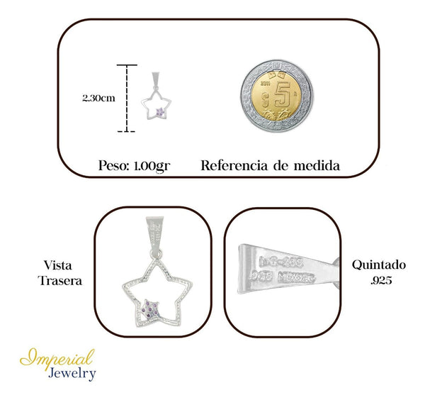Dije De Plata 925 De Estrella Con Zirconia