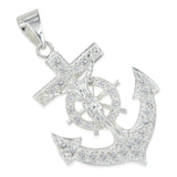 Dije De Cruz Con Forma De Ancla De Plata 925