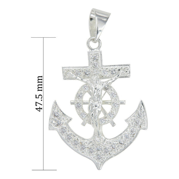 Dije De Cruz Con Forma De Ancla De Plata 925