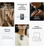 DJI Mic 2 (1 TX+1 RX) Micrófono Inalámbrico Cancelación de Ruido Inteligente, grabación Interna Flotante de 32 bits, Sonido optimizado, 250m de Alcance, micrófono para iPhone y Androi