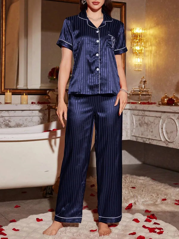 Conjunto De Pijamas Mujer De Satén Seda Ropa De Estar Cómodo
