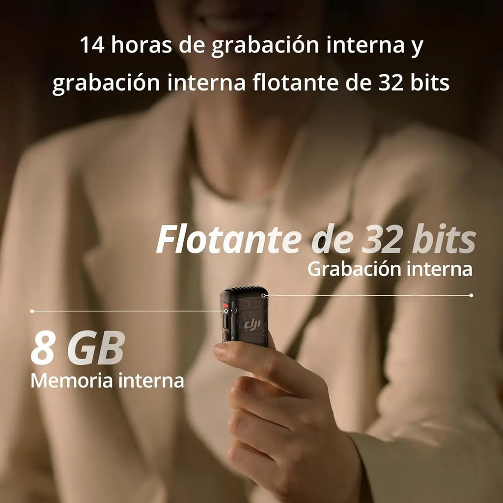 DJI Mic 2 (1 TX+1 RX) Micrófono Inalámbrico Cancelación de Ruido Inteligente, grabación Interna Flotante de 32 bits, Sonido optimizado, 250m de Alcance, micrófono para iPhone y Androi