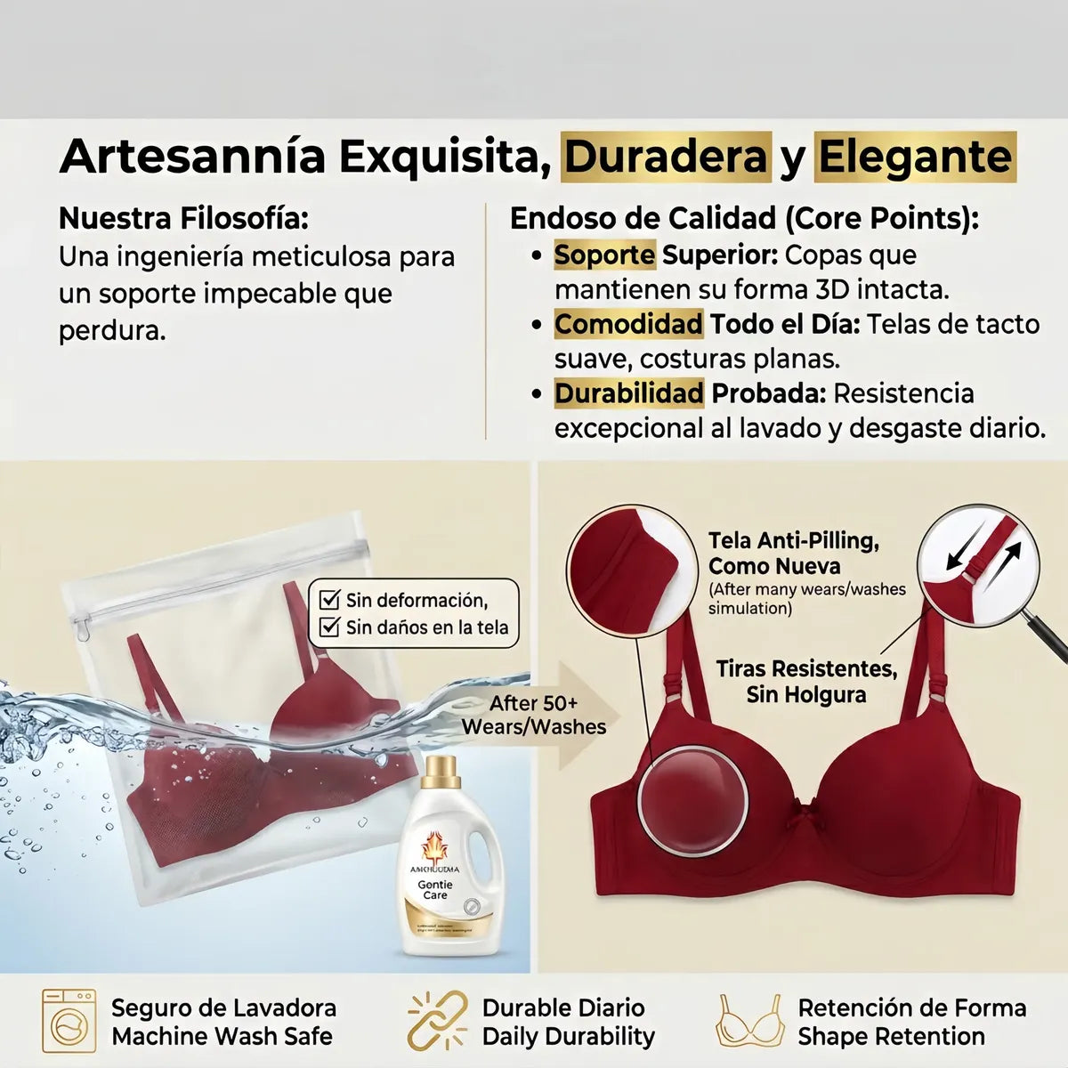 6 Pz Brassiere Con Varilla Copa Moderno Respirable