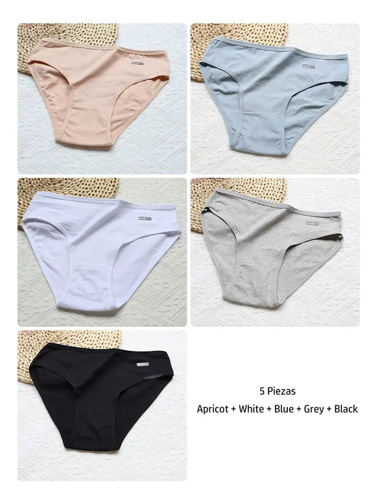 5 Piezas Panties De Algodón Para Mujer Talla Grande
