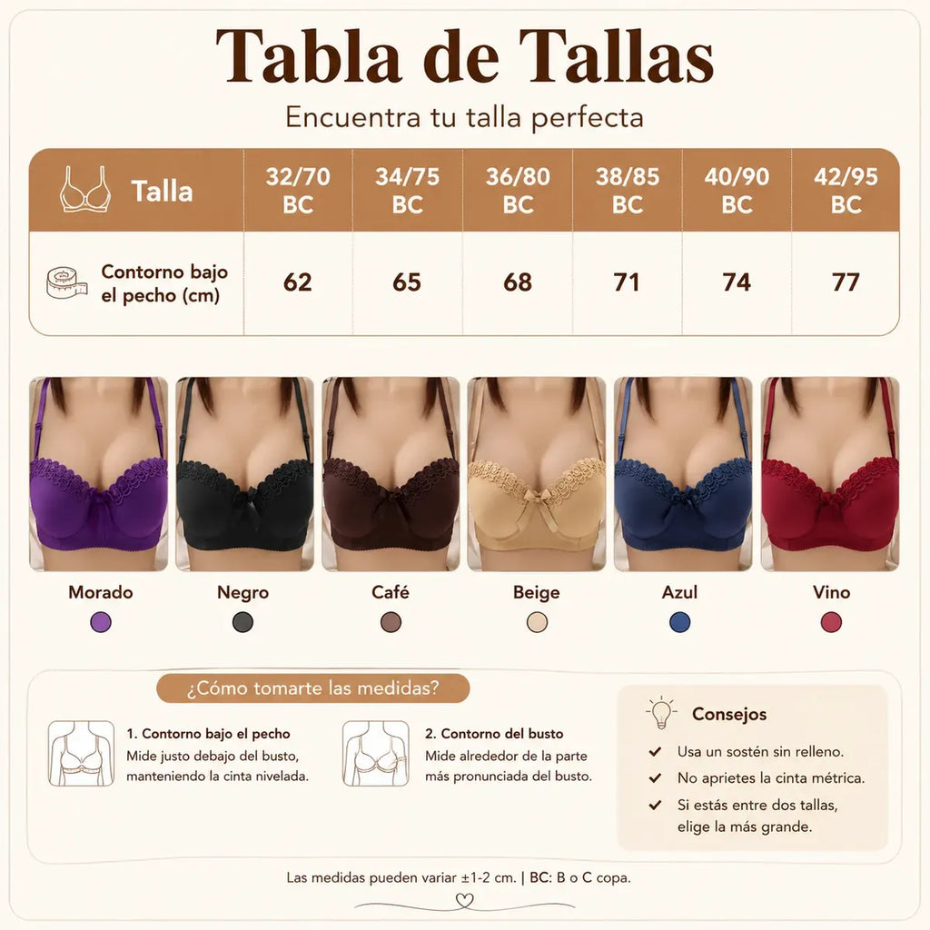 Paquete 6 Brassier Espalda Con Diseño De Encaje Sin Cables