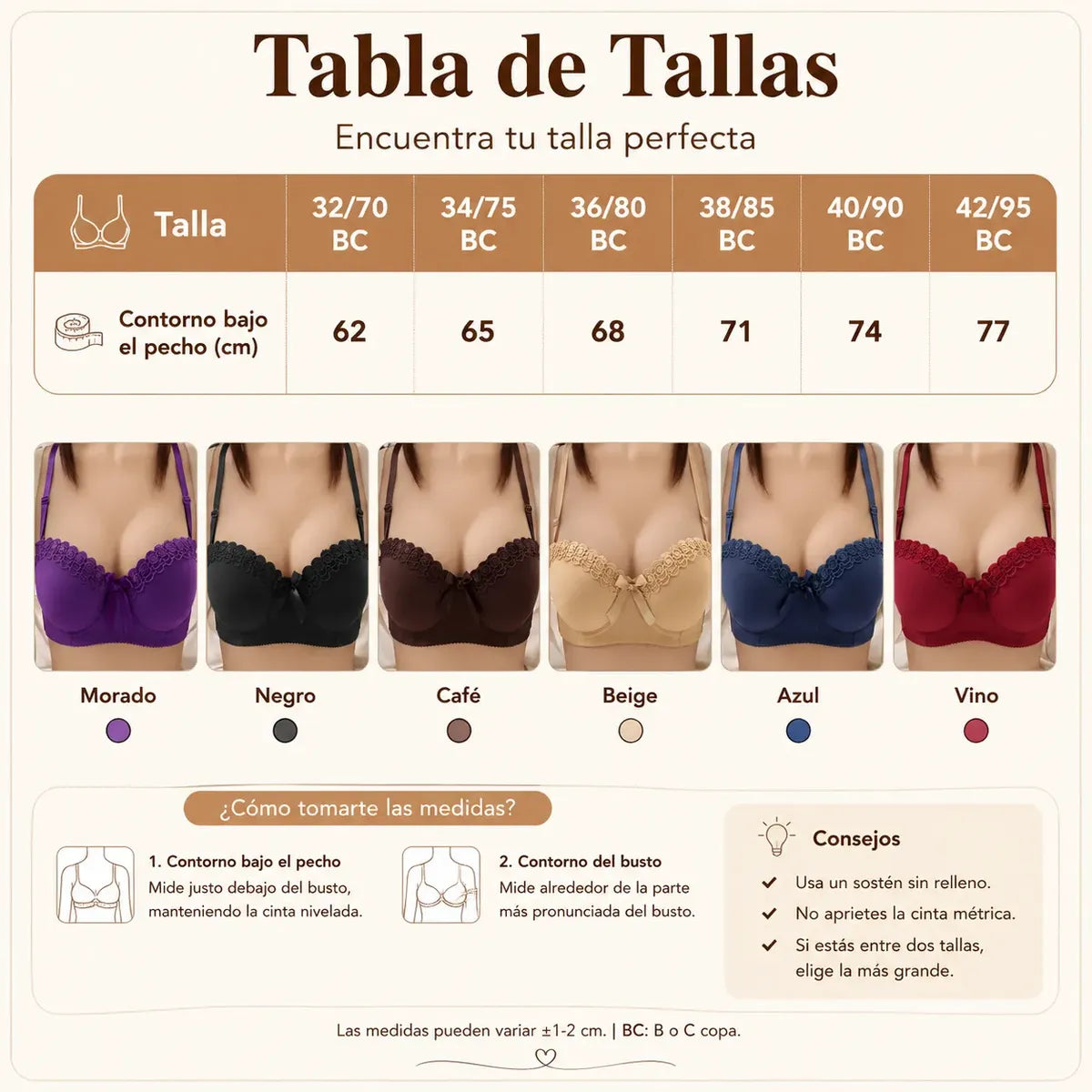 Paquete 6 Brassier Espalda Con Diseño De Encaje Sin Cables