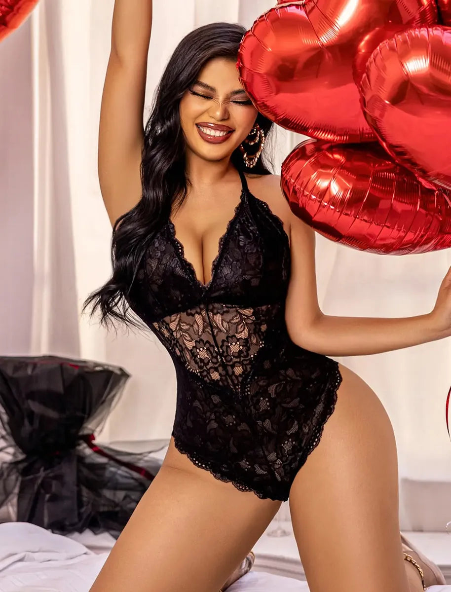 Body De Encaje Para Mujer, Lencería De Una Pieza