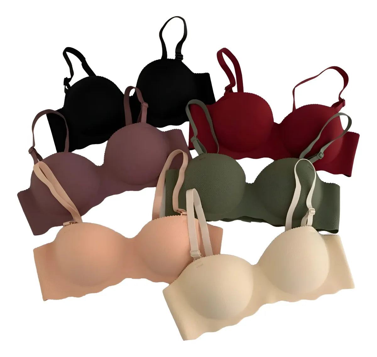 Paquete 6 Brasier Con Doble Push-up, No Varillas. Básico