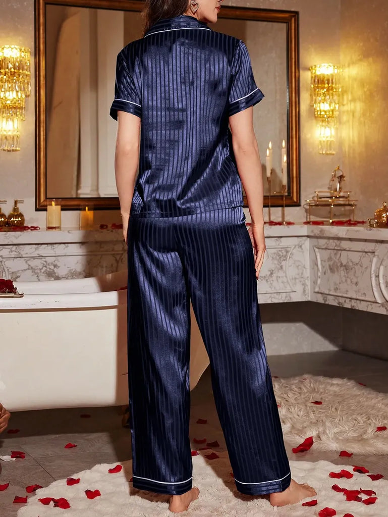 Conjunto De Pijamas Mujer De Satén Seda Ropa De Estar Cómodo