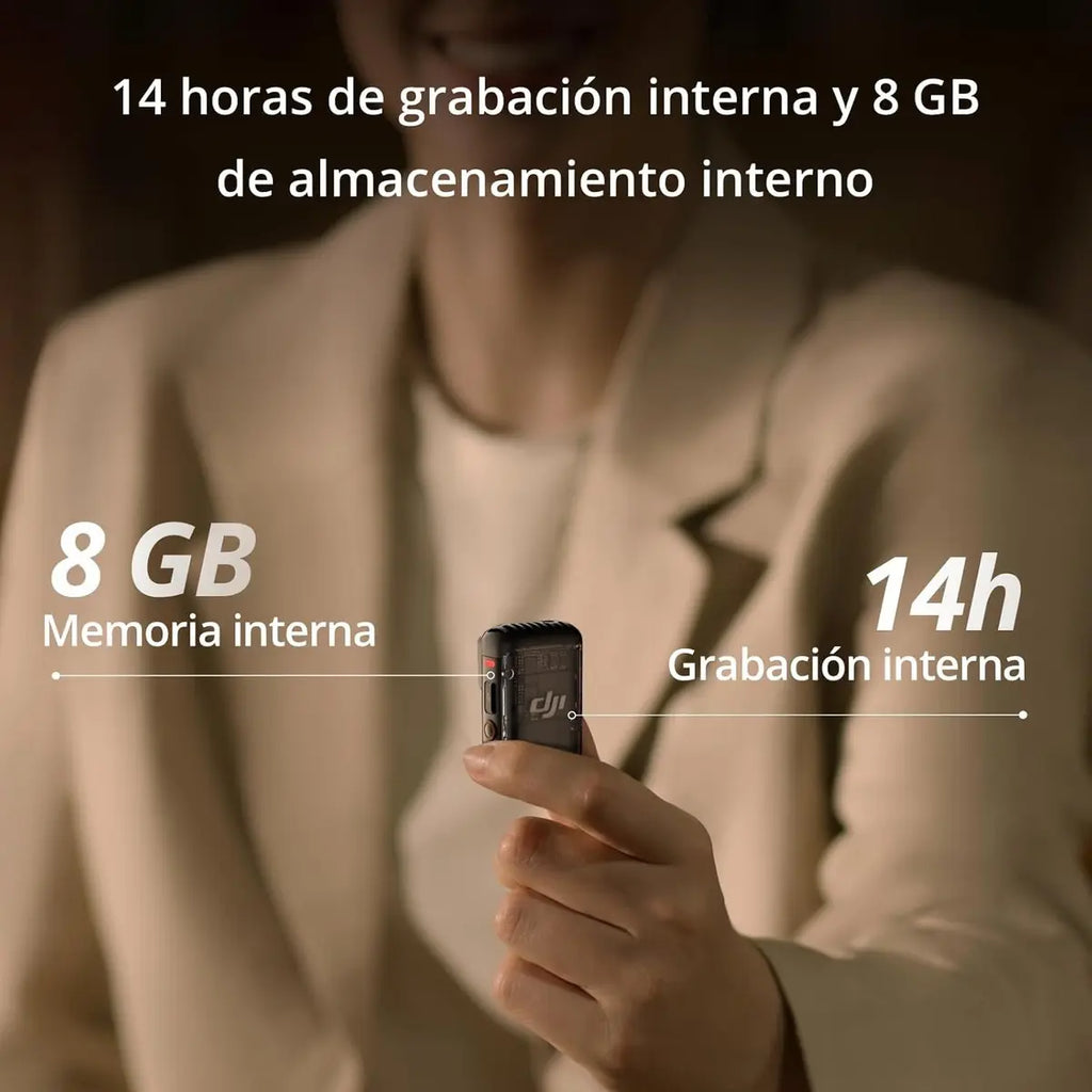 DJI Mic 2 Transmisor Inalámbrico con cancelación de Ruido Inteligente, 14 Horas grabación Interna, 6 Horas batería, fijación magnética, Bluetooth