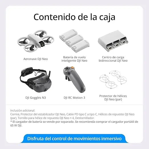 DJI Dron Neo Motion Combo Vuela Más con RC Motion 3, 4k Uhd, 135g, 3 Baterías, seguimiento de objetivos (Nuevo con caja abierta)
