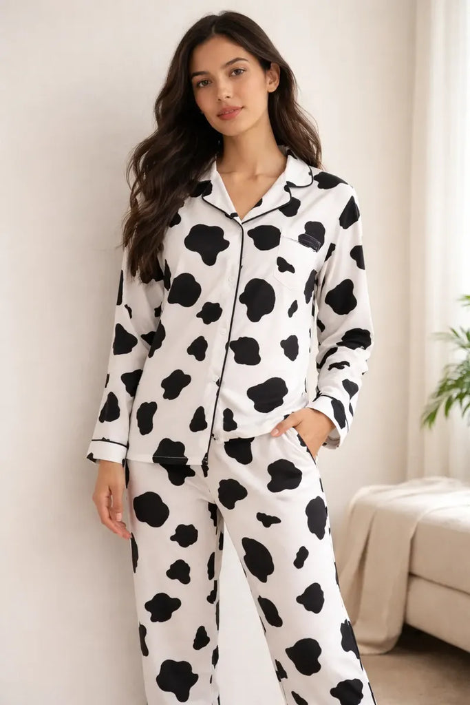 Pijama De Manga Larga De Casual Para Mujeres 2 Juegos