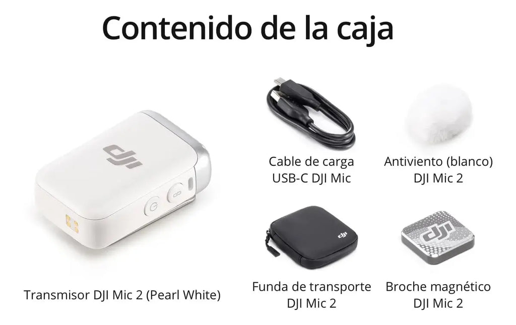DJI Mic 2 Transmisor Inalámbrico con cancelación de Ruido Inteligente, 14 Horas grabación Interna, 6 Horas batería, fijación magnética, Bluetooth