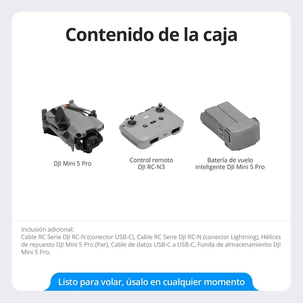 DJI Mini 5 Pro, Dron ultraligero y plegable con cámara, CMOS de 1 pulgada, Detección de obstáculos omnidireccional, ActiveTrack 360°, 225° rotación del estabilizador, Dron 4K para principiantes