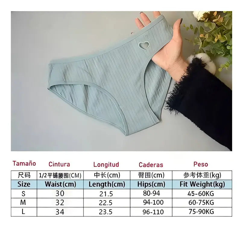Braguitas Love Mesh De Algodón Para Mujer, 8 Piezas