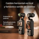 DJI Pack Creadores Osmo Pocket 3 Negra DJI Mic 2 Cámara para Vlogs 4K 120 fps CMOS 1" Estabilización en 3 Ejes Seguimiento de Caras y Objetivos Enfoque Rápido