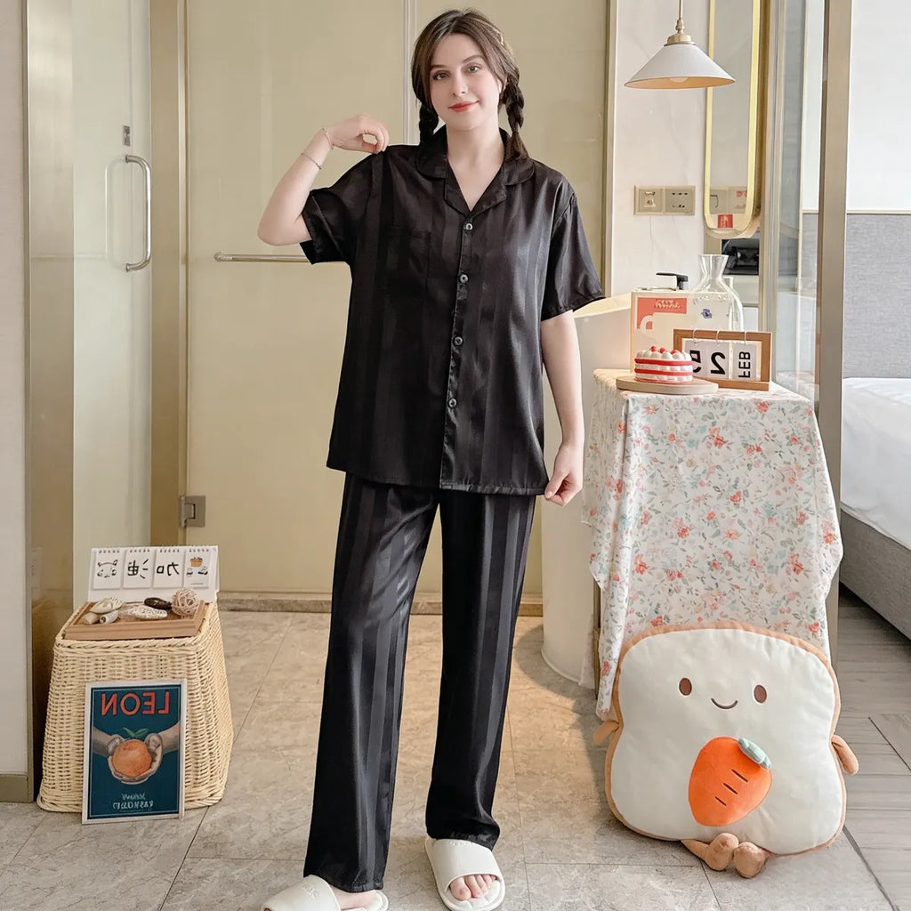 Pijama De Mujer Pantalones De Pijama Mujer De Seda 2 Piezas