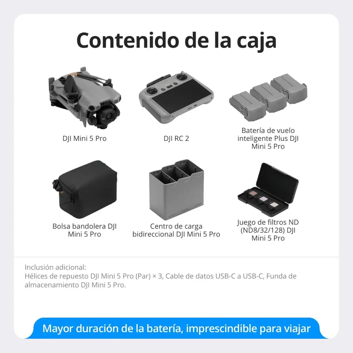 DJI Mini 5 Pro Combo Vuela Más Plus con DJI RC 2, dron con cámara, CMOS de 1 pulgada, Dron 4K, Detección de obstáculos, ActiveTrack 360°, Mayor duración de la batería
