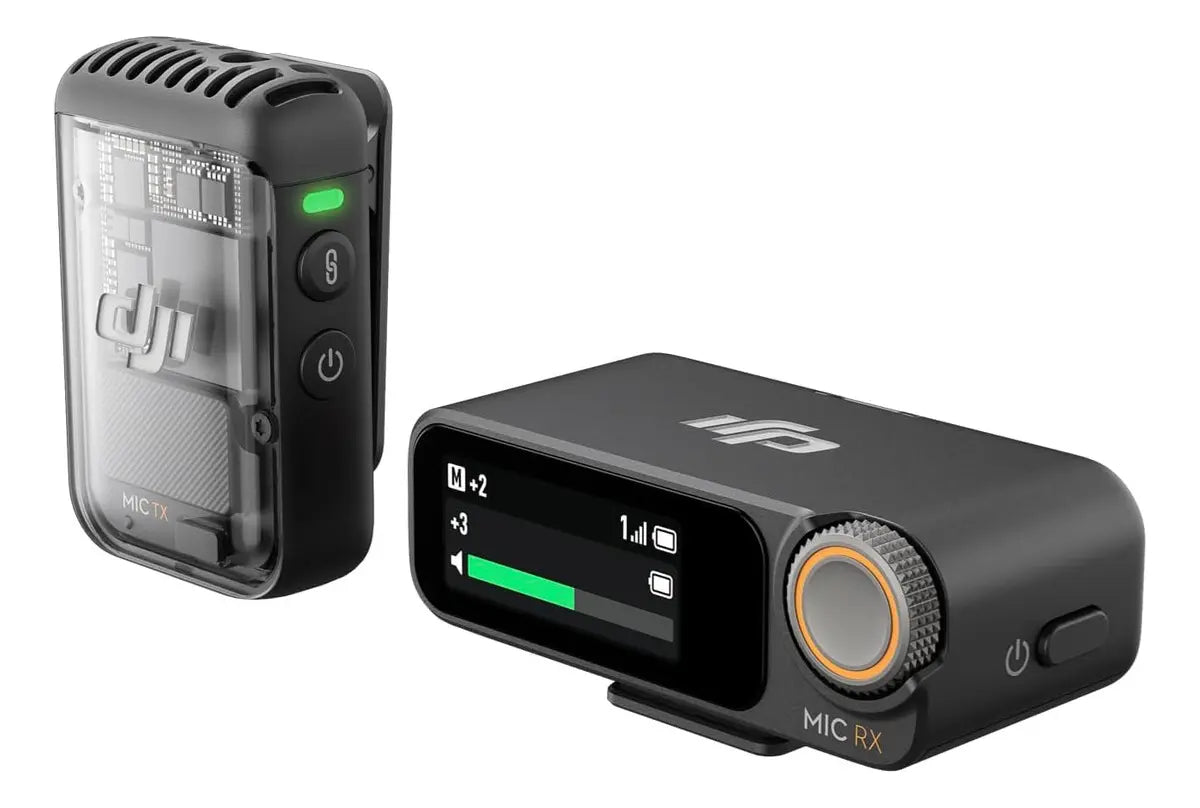 DJI Mic 2 (1 TX+1 RX) Micrófono Inalámbrico Cancelación de Ruido Inteligente, grabación Interna Flotante de 32 bits, Sonido optimizado, 250m de Alcance, micrófono para iPhone y Androi