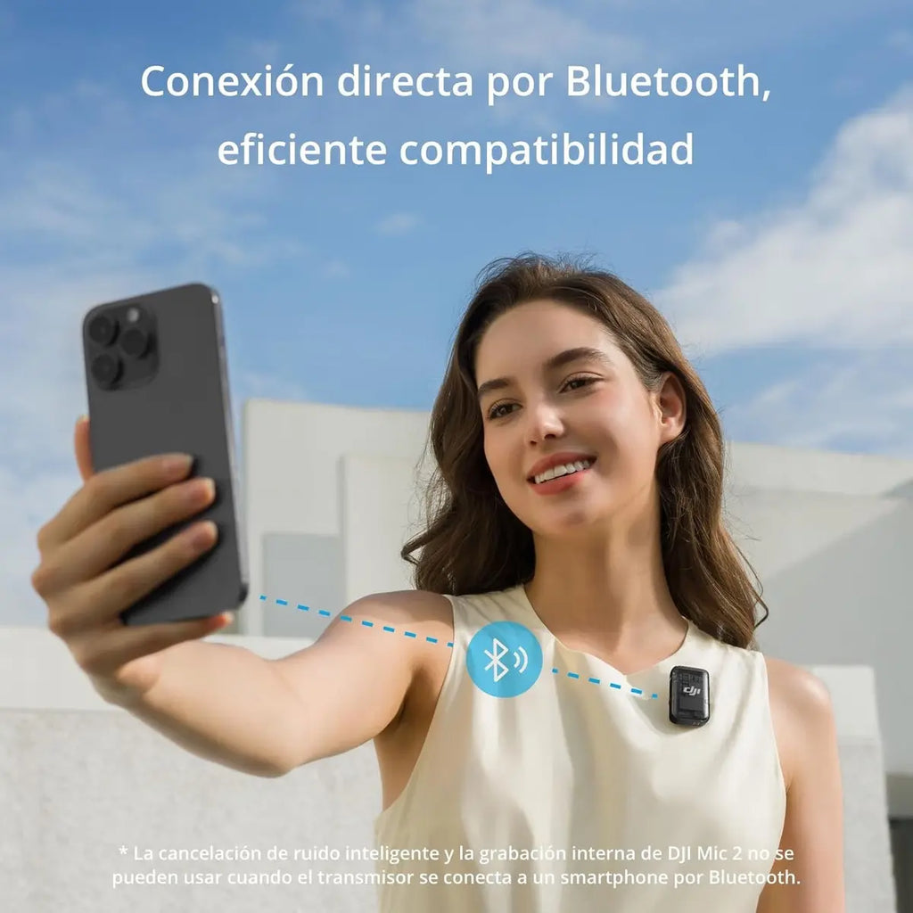 DJI Mic 2 Transmisor Inalámbrico con cancelación de Ruido Inteligente, 14 Horas grabación Interna, 6 Horas batería, fijación magnética, Bluetooth