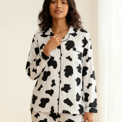 Pijama De Manga Larga De Casual Para Mujeres 2 Juegos