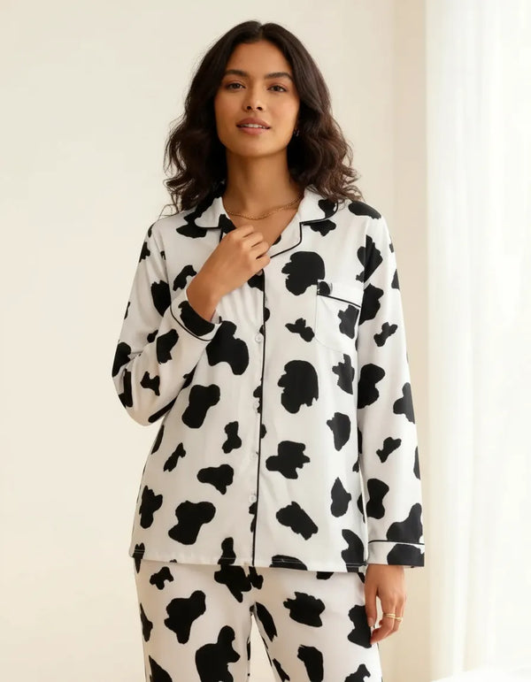 Pijama De Manga Larga De Casual Para Mujeres 2 Juegos