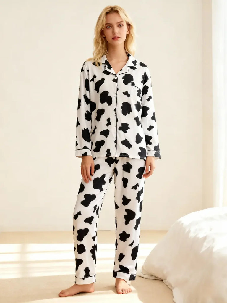 Pijama De Manga Larga De Casual Para Mujeres 2 Juegos