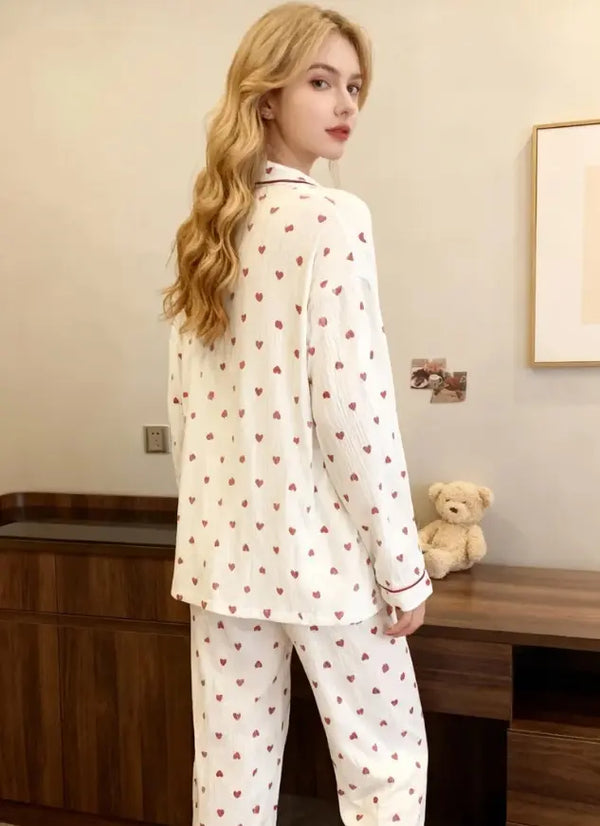 Conjunto De Pijama Manga Larga De Seda Satén Mujer 2 Pcs